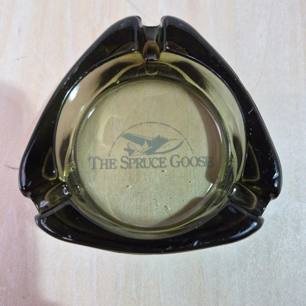 Vintage‎ The Spruce Goose Ashtray Glass Triangular Collectible Souvenir